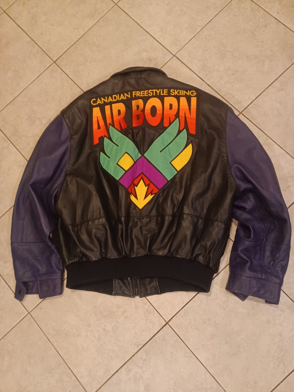 Vintage Canadian Skiing Freestyle Leather Jacket Sz.2xl